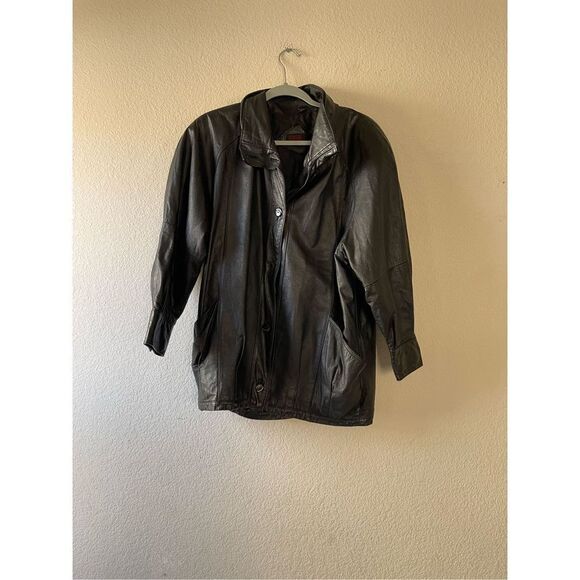 Vintage 80s balloon sleeve leather jacket size small - Picture 1 of 7